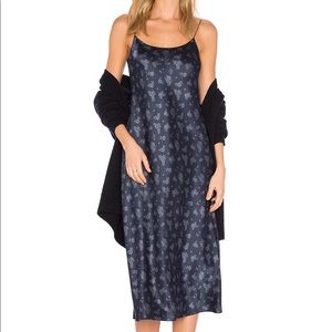 Vince navy floral silk slip dress in calico & coastal